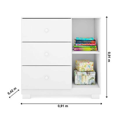 Imagem de Berço Americano Lila e Cômoda Infantil Ane Branco Brilho com Colchão Ortobom  Phoenix Baby