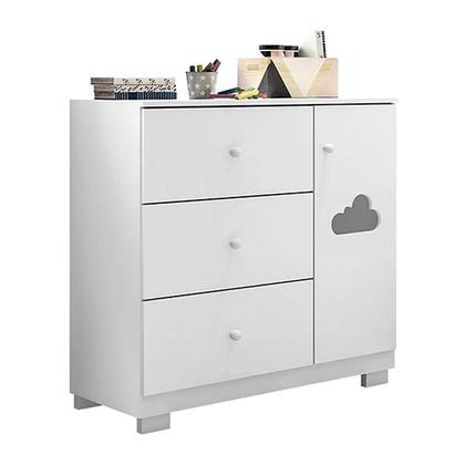 Imagem de Berço Americano Lila e Cômoda Infantil Ane Branco Brilho com Colchão Ortobom  Phoenix Baby