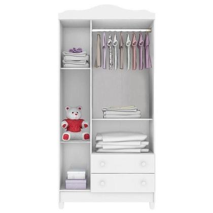 Imagem de Berço Americano Lila E Guarda Roupa Infantil Ariel 3 Portas Branco Brilho - Carolina