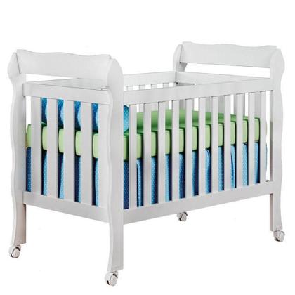 Imagem de Berço Americano Lila E Guarda Roupa Infantil Ariel 3 Portas Branco Brilho - Carolina