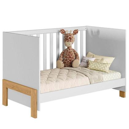 Imagem de Berço Americano Mini Cama 4300 Fantasia E Guarda Roupa Com Cômoda 4970 Q Encanto Slim Branco Acetinado Com Colchão