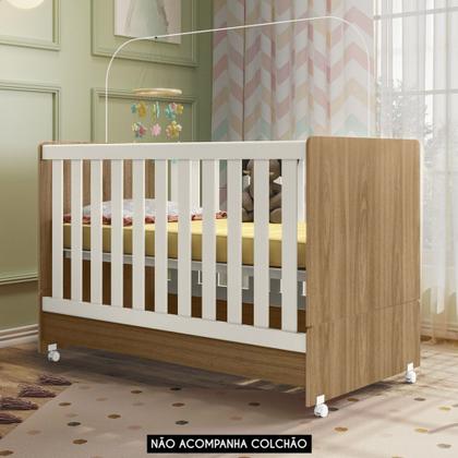 Imagem de Berço Americano Mini Cama Com Rodízios Charme Nature/Off Z49 - Mpozenato