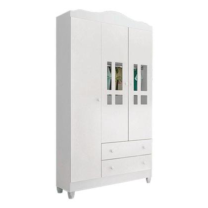 Imagem de Berço Americano Mirelle E Guarda Roupa Infantil Ariel 3 Portas Branco Brilho - Carolina
