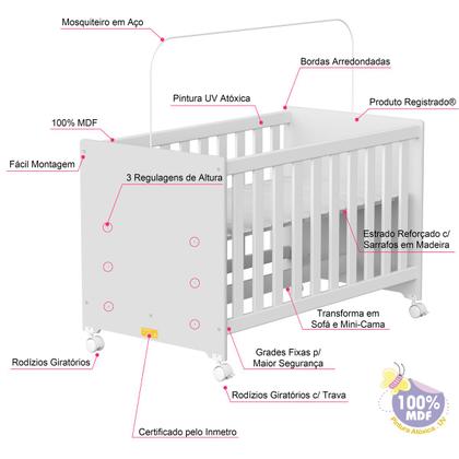 Imagem de Berço Americano Multifuncional 3x1 Bebê Mini Cama Quarto Bebê Nenê Nenem Criança  Menino Menina Chiqueirinho Crianças Madeira Grande proteção