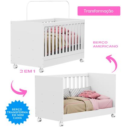 Imagem de Berço Americano Multifuncional 3x1 Bebê Mini Cama Quarto Bebê Nenê Nenem Criança Menino Menina Chiqueirinho Crianças Madeira Grande proteção