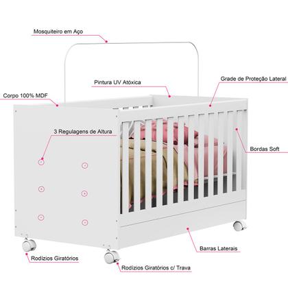 Imagem de Berço Americano Multifuncional 3x1 Bebê Mini Cama Quarto Bebê Nenê Nenem Criança Menino Menina Chiqueirinho Crianças Madeira Grande proteção
