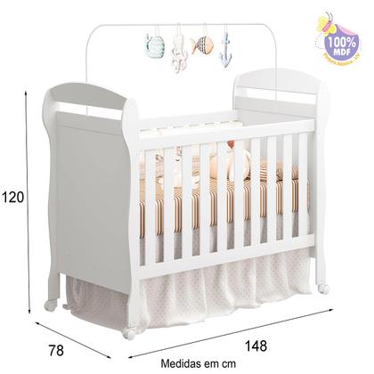 Imagem de Berço Americano Provençal Mini Cama Branco Bebê 100% MDF Industrial Baby Quarto Infantil Multifuncional 3x1 Mosquiteiro Retrô Criança Reforçado