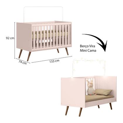 Imagem de Berço Americano Qencanto 3820 Qmovi Rosa + Colchão Gazin