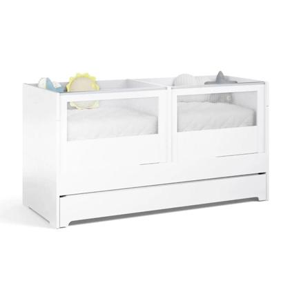 Imagem de Berço Cama 2 Em 1 Duplo Para Gêmeos Linha Sol E Mar Divicar Cor Branco