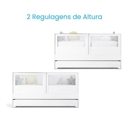 Imagem de Berço Cama 2 Em 1 Duplo Para Gêmeos Linha Sol E Mar Divicar Cor Branco
