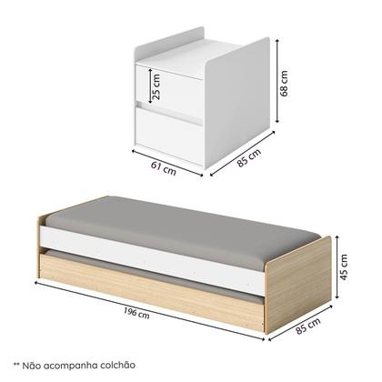 Imagem de Berço Cama Multifuncional Auri com 2 Gavetas e Cama Auxiliar Casatema MadeiraOriginals