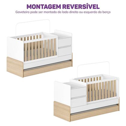 Imagem de Berço Cama Multifuncional Auri com 2 Gavetas e Cama Auxiliar Casatema MadeiraOriginals