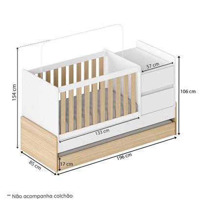 Imagem de Berço Cama Multifuncional Auri com 2 Gavetas e Cama Auxiliar Casatema MadeiraOriginals
