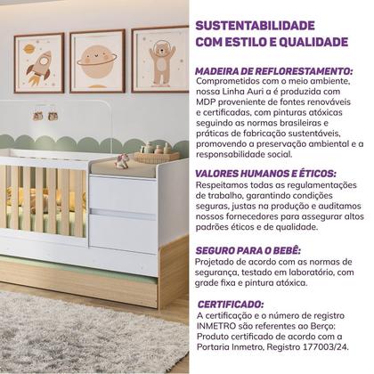 Imagem de Berço Cama Multifuncional Auri com 2 Gavetas e Cama Auxiliar Casatema MadeiraOriginals