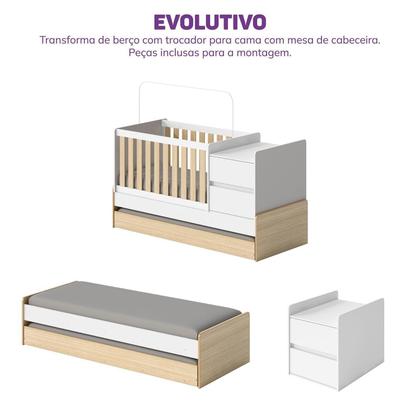 Imagem de Berço Cama Multifuncional Auri com 2 Gavetas e Cama Auxiliar Casatema MadeiraOriginals