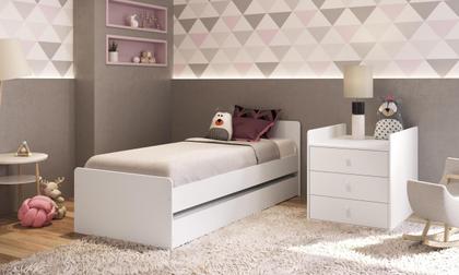 Imagem de Berço Cama Multifuncional Com Cama Auxiliar Branco - Completa Móveis
