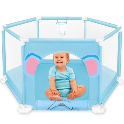 Imagem de Berço Cercadinho Carcado Baby Azul  Desmontável Portátil bebe Original Selo  Inmetro