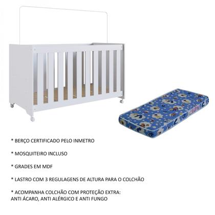 Imagem de Berço com Colchão e Rodízios Aconchego Completa Móveis