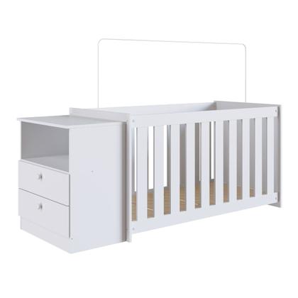 Imagem de Berço com Cômoda Aconchego 2 Gavetas Branco  Completa Móveis