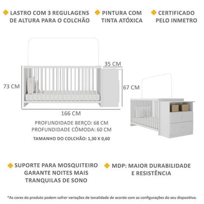 Imagem de Berço Cômoda Com Poltrona De Amamentação E Puff Meu Bebê Multimóveis Mp4078 Branco/bege Branco/bege