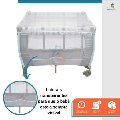 Imagem de Berço de Bebê Portátil Cercado Cercadinho Dobrável com Mosquiteiro Desmontável 2 em 1 Trocador Vira Chiqueirinho Mobile Acessórios