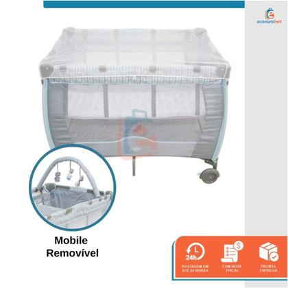 Imagem de Berço de Bebê Portátil Cercado Cercadinho Dobrável com Mosquiteiro Desmontável 2 em 1 Trocador Vira Chiqueirinho Mobile Acessórios