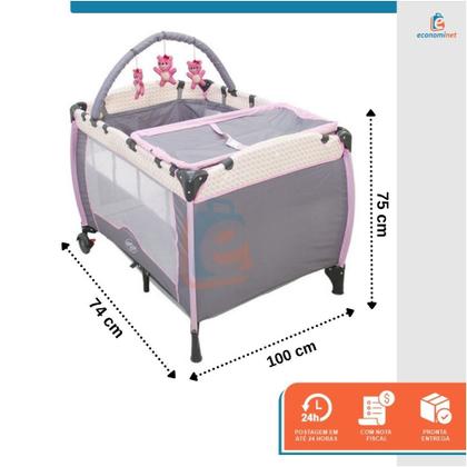 Imagem de Berço de Bebê Portátil Cercado Cercadinho Dobrável com Mosquiteiro Desmontável 2 em 1 Trocador Vira Chiqueirinho Mobile Acessórios
