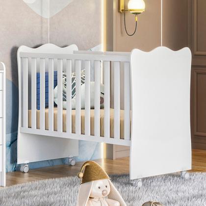 Imagem de Berço Doce Sonho Grade Fixa Com Suporte MDF Qmovi cor: rosa