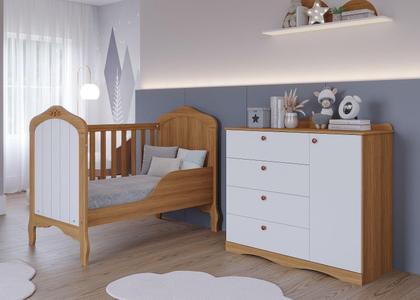 Imagem de Berço e Cômoda Provençal Encanto Permobili MDF