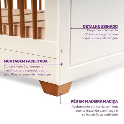 Imagem de Berço Evolutivo 2 em 1 com Grades Palito em Madeira Maciça Baby Ananda Casatema