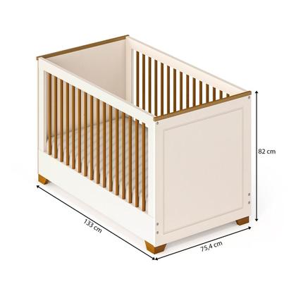 Imagem de Berço Evolutivo 2 em 1 com Grades Palito em Madeira Maciça Baby Ananda Casatema