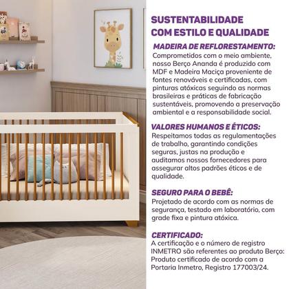 Imagem de Berço Evolutivo 2 em 1 com Grades Palito em Madeira Maciça Baby Ananda Casatema