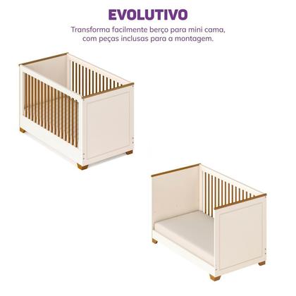 Imagem de Berço Evolutivo 2 em 1 com Grades Palito em Madeira Maciça Baby Ananda Casatema
