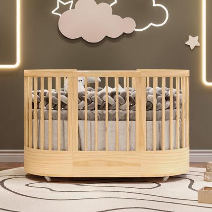 Imagem de Berço Evolutivo 3 Em 1 Mini Cama Oval Arredondado Co Sleeper Com Rodinhas Wave Divicar Com Colchão