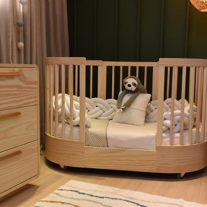 Imagem de Berço Evolutivo 3 Em 1 Mini Cama Oval Arredondado Co Sleeper Com Rodinhas Wave Divicar Com Colchão