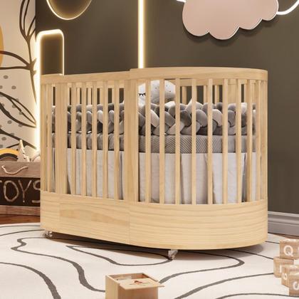 Imagem de Berço Evolutivo 3 Em 1 Mini Cama Oval Arredondado Co Sleeper Com Rodinhas Wave Divicar Com Colchão