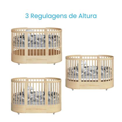 Imagem de Berço Evolutivo 3 Em 1 Mini Cama Oval Arredondado Co Sleeper Com Rodinhas Wave Divicar Com Colchão
