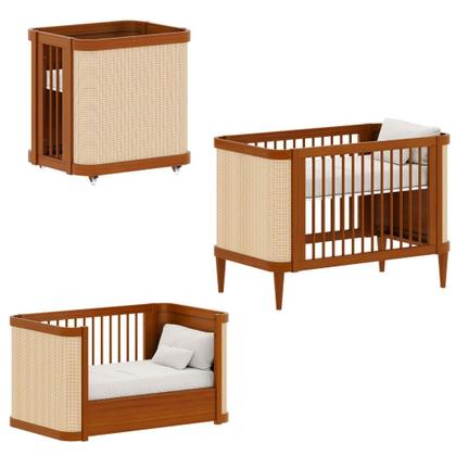 Imagem de Berço Evolutivo 3 em 1 Paglia Nogueira com Palhinha Natural Marca Quater