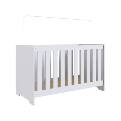 Imagem de Berço Infantil Cama 3 em 1 Multifuncional 133cm com Regulagem de Altura e Grade em MDF Quarto de Bebê Branco