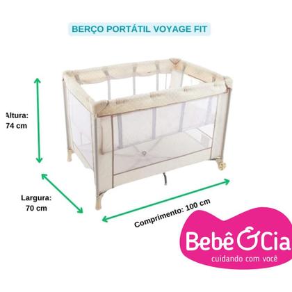 Imagem de Berço Infantil  Fit Voyage Bege Poá Com Mosqueteiro 0 A 15kg