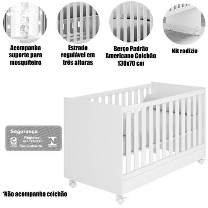 Imagem de Berço Infantil Mini Cama Mdp Com Rodízios Doce Mel Rosa