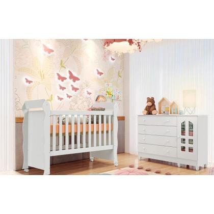 Imagem de Berço Infantil Mini Cama Mirelli Branco Brilho Carolina Baby
