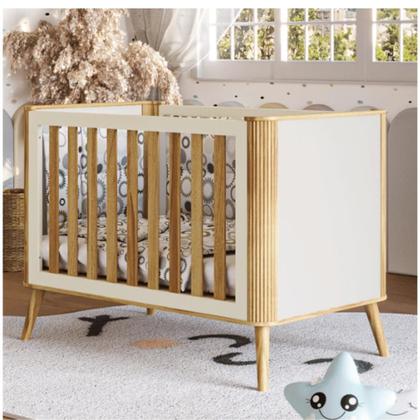 Imagem de Berço Infantil Multifuncional Théo 4 Em 1 Off White com Amêndoa