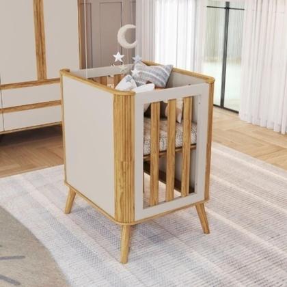 Imagem de Berço Infantil Multifuncional Théo 4 Em 1 Off White com Amêndoa