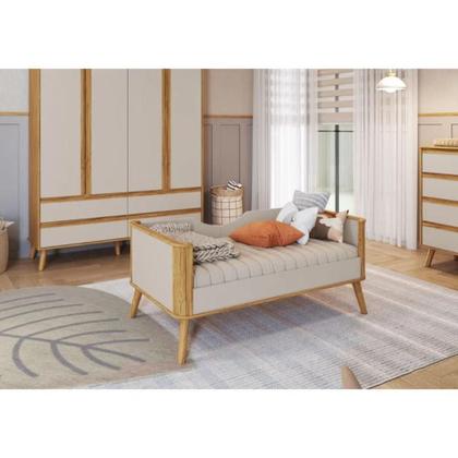 Imagem de Berço Infantil Multifuncional Théo 4 Em 1 Off White com Amêndoa