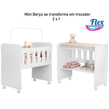 Imagem de Berço Mini Berço Badside 2 x 1 Multifuncional com Trocador de Bebe Criança e Nenem com Rodizios e Varão para Mosqueteiro