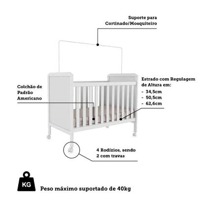 Imagem de Berço Mini Cama 2 em 1 Americano em MDF Cloe Móveis Peroba