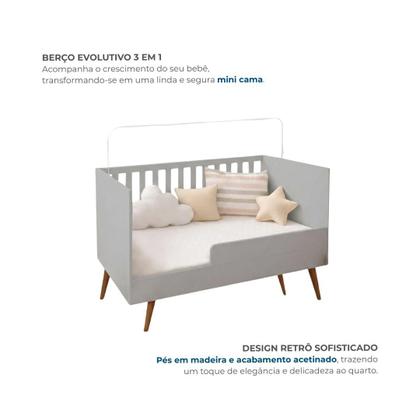 Imagem de Berço Mini Cama 3 em 1 Americano 100% MDF Ayla