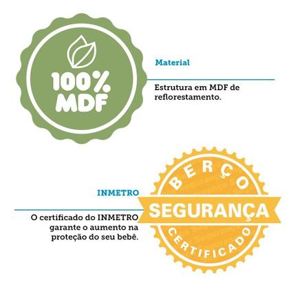 Imagem de Berço Mini Cama 3 em 1 Americano 100% MDF Cocada