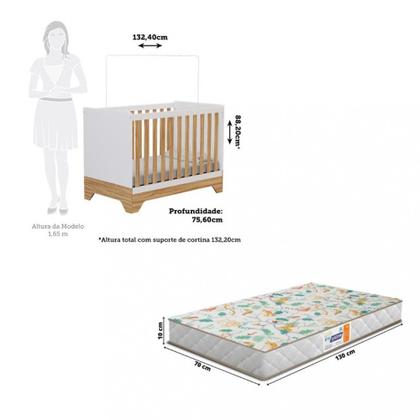 Imagem de Berço Mini Cama 3 em 1 Americano MDF Popy Retrô Móveis Peroba com Colchão Gazin